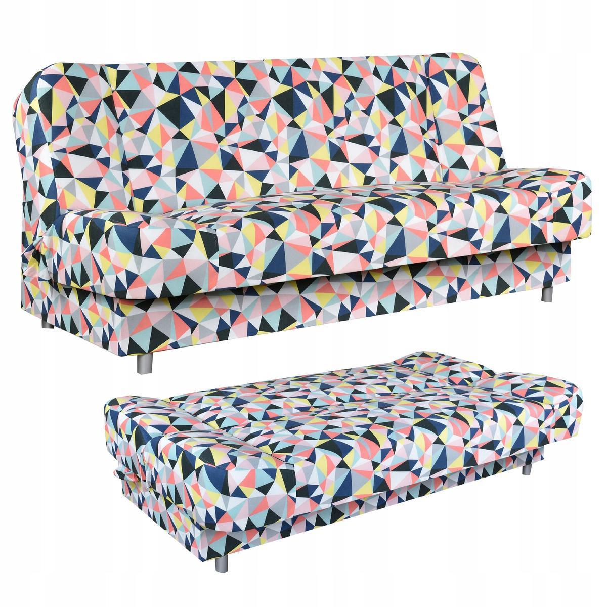 Wersalka SARA PRINT 200x95 cm geometryczna rozkładana kanapa z pojemnikiem sofa do salonu Geometry nr. 1