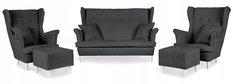 Zestaw wypoczynkowy mebli ARI 149x104x92 cm uszak sofa fotele pufy do salonu Enjoy ciemny grafit
