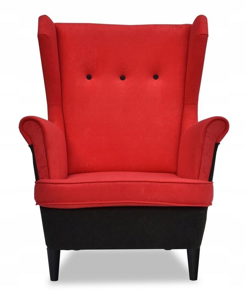 Fotel uszak dwa kolory CZERŃ + CZERWIEŃ POŁĄCZENIE nr. 2