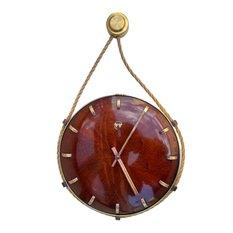Drewniany zegar ścienny VEB Uhrenwerk Weimar mid-century modern, Niemcy lata 60.