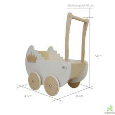 Drewniany wózek dla lalek+ dekor+ imię+ materacyk - Miniaturka zdjęcia nr 2