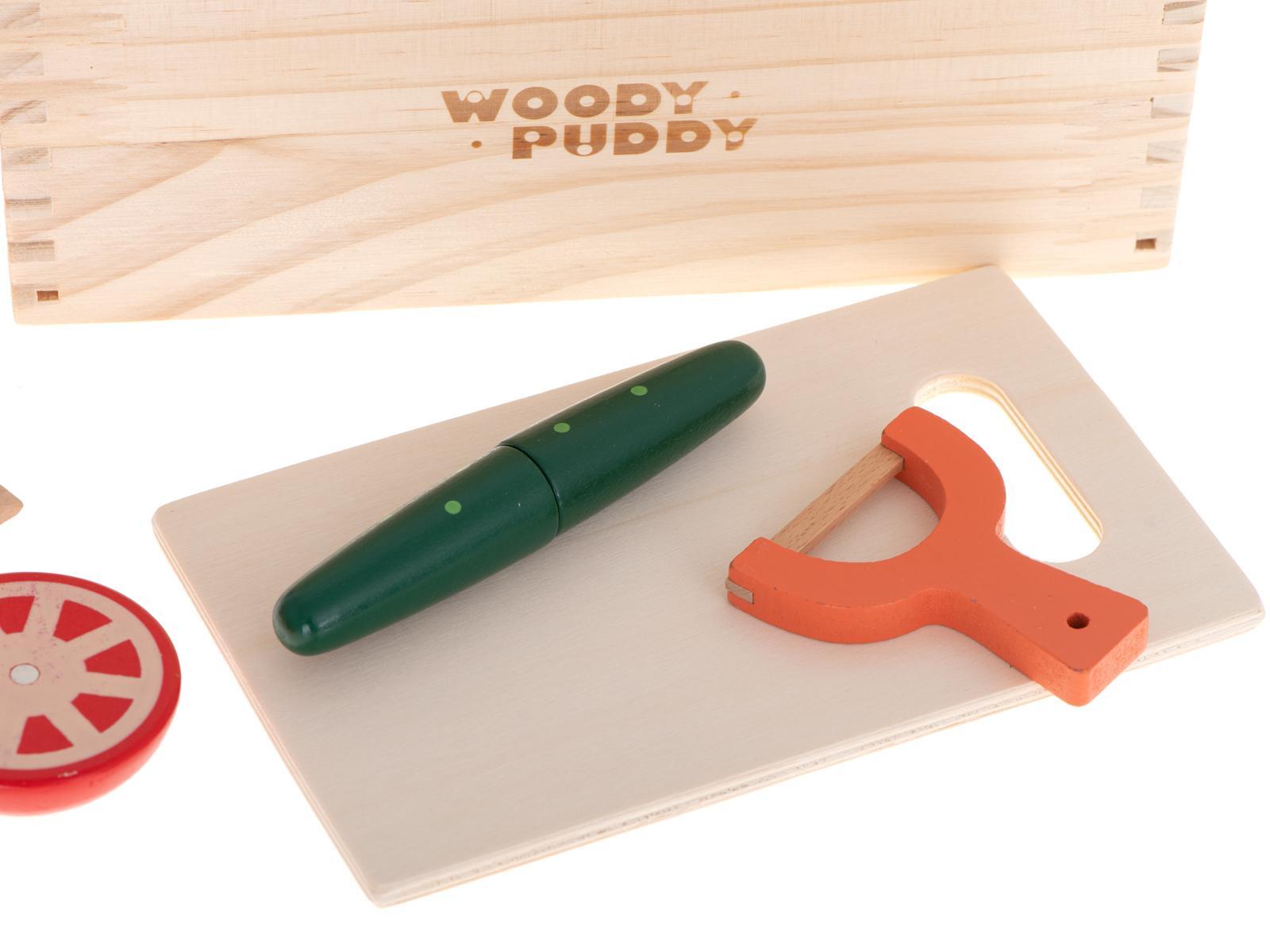 Warzywa drewniane do krojenia na magnes w skrzynce + akcesoria zabawka dla dzieci 25x10x15.5cm nr. 4