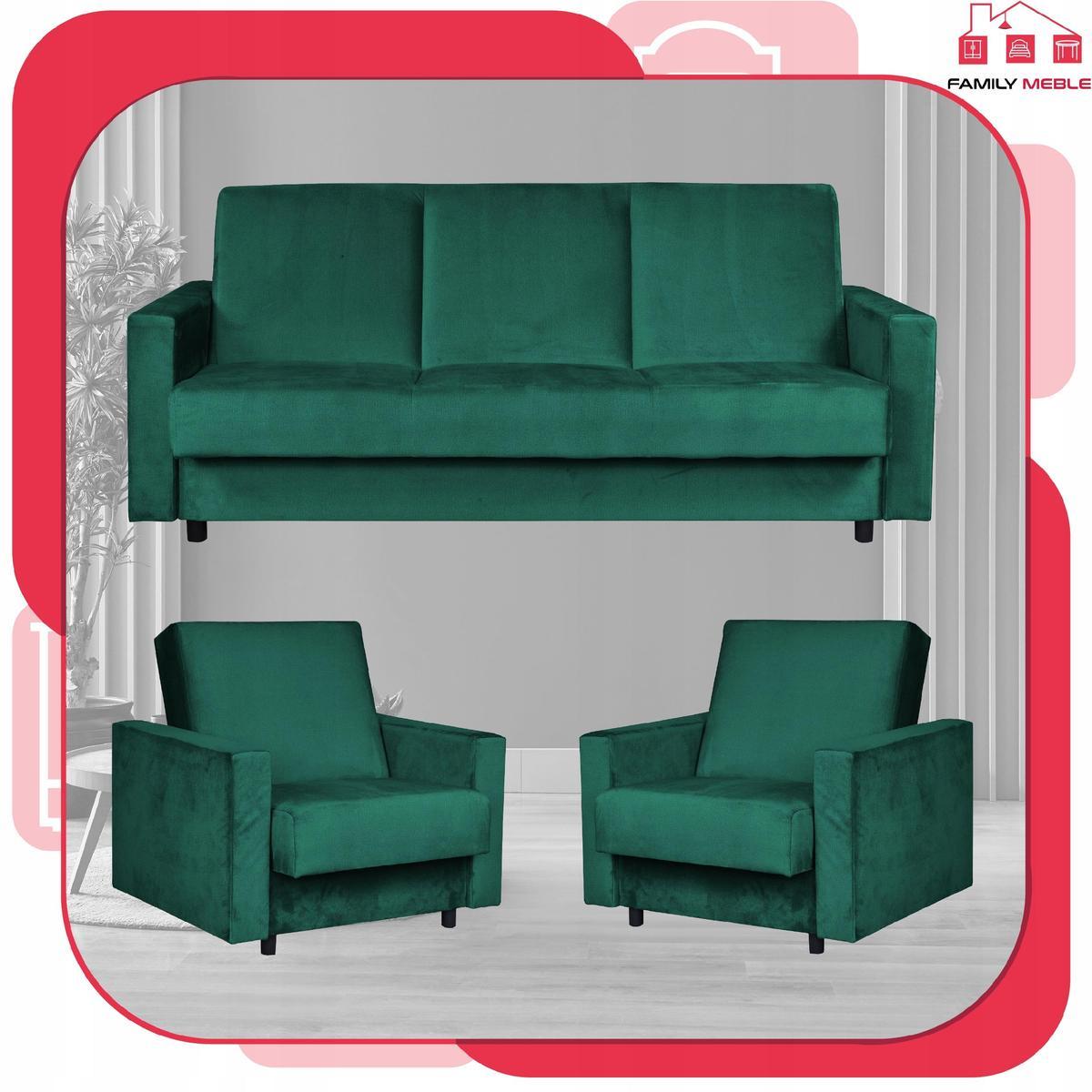 Zestaw wypoczynkowy wersalka fotele zielony nr. 2