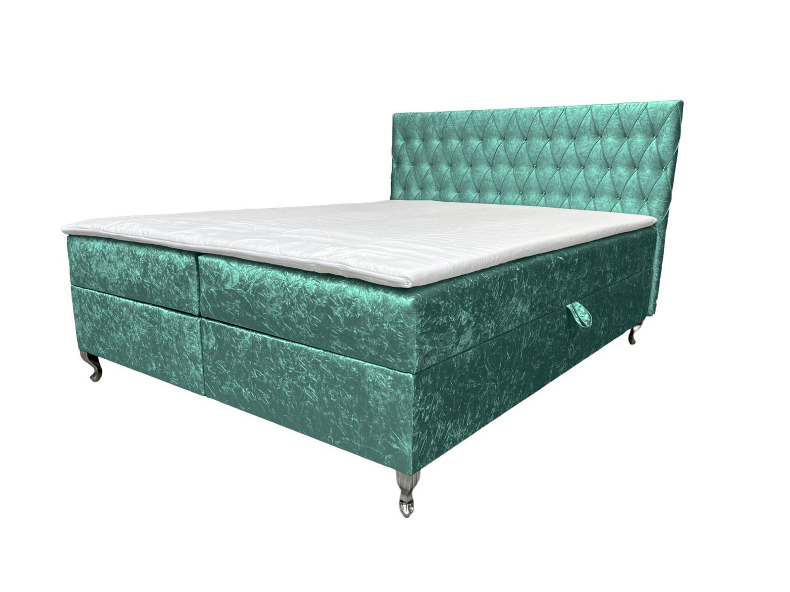 Łóżko GLACIO 160x200 cm z funkcją przechowywania i materacem do sypialni turkusowe nr. 1