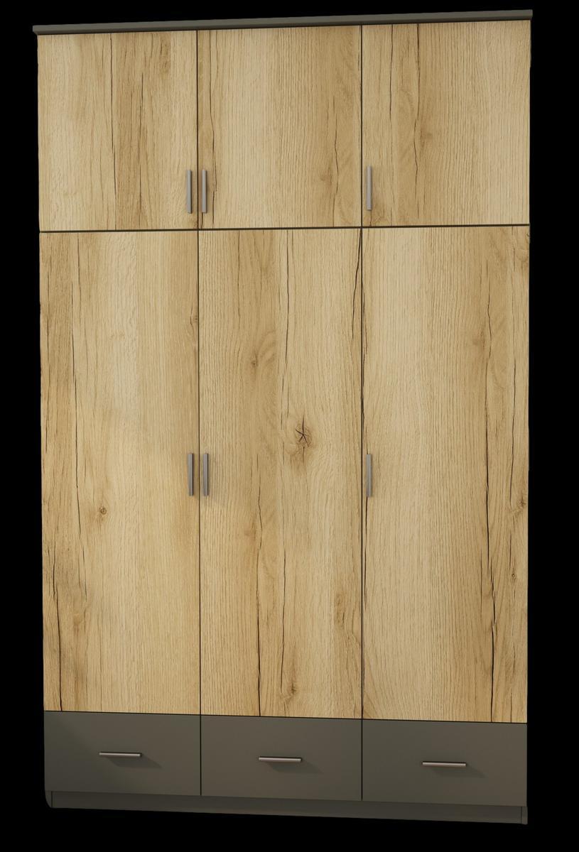 Nowoczesna szafa 3 drzwiowa do sypialni garderoba szuflady Szary Grafit/Dab Grand 150x242x60 nr. 2