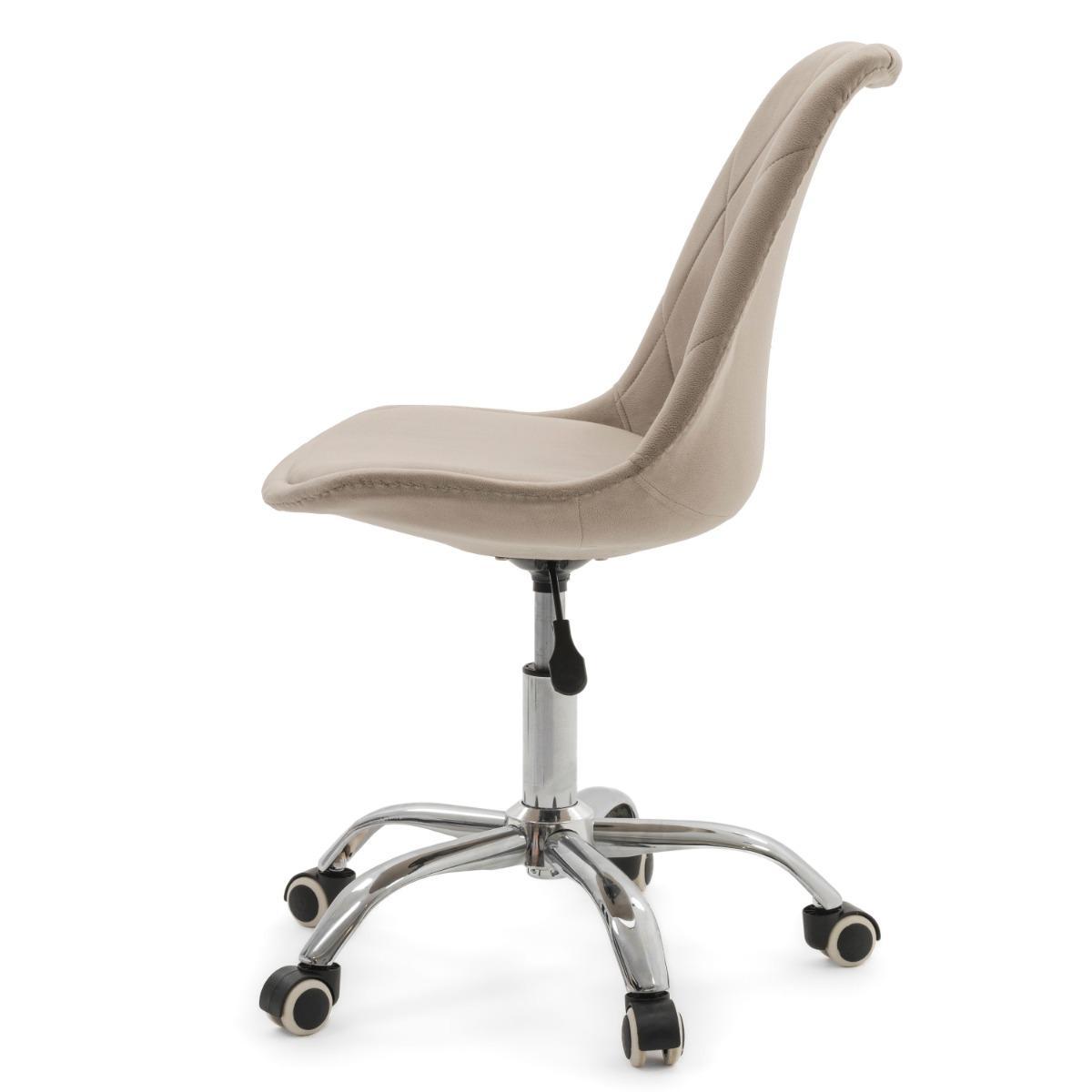 Krzesło do biurka DUBLIN biurowe krzesło obrotowe welurowe z poduszka do pokoju biura ciemnobeżowe nr. 6