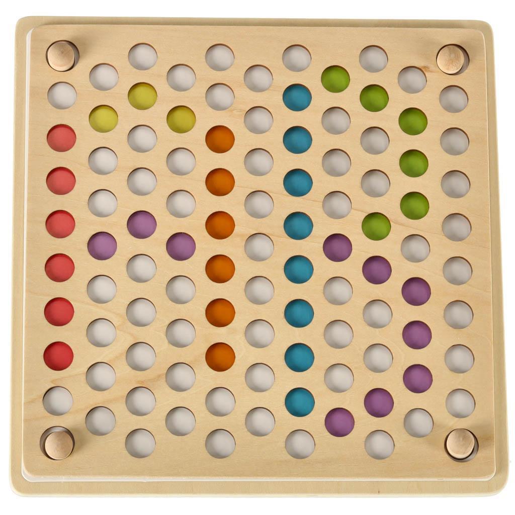 Układanka edukacyjna dla dzieci drewniana mozaika z kulek kolorowe montessori 77 elementów 24x5x23cm nr. 11