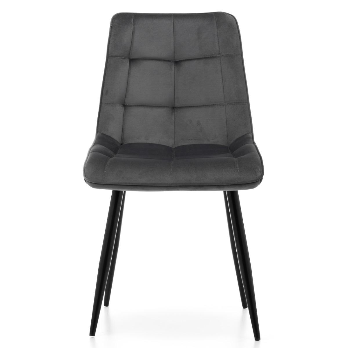 Krzesło CHIC szare tapicerowane welurowe aksamit do jadalni lub salonu  1 Full Screen