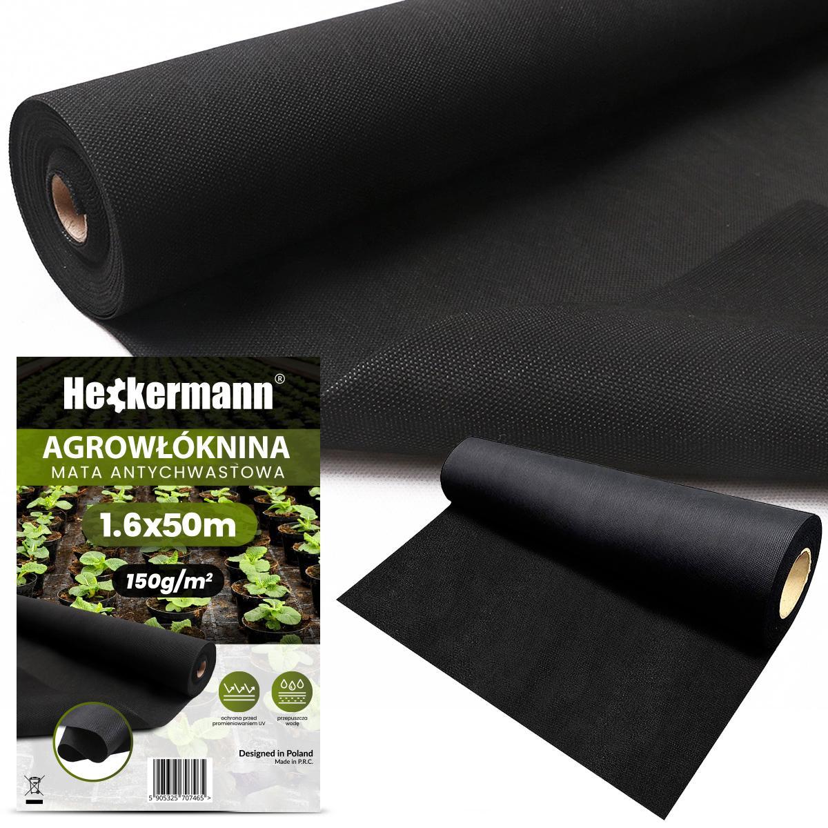 Agrowłóknina Heckermann 1,6x50m 150g/m2 Czarna nr. 1