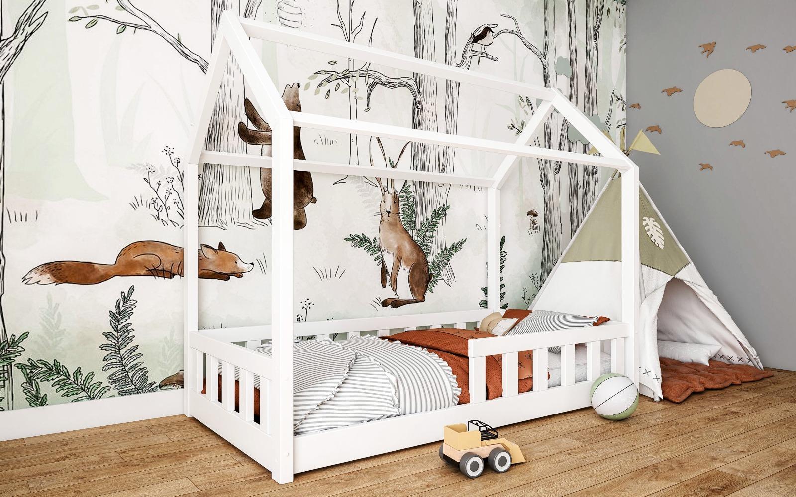 Łóżko domek LUNA  DP niskie 90x200 cm dla dzieci z barierkami do pokoju dziecięcego białe nr. 3