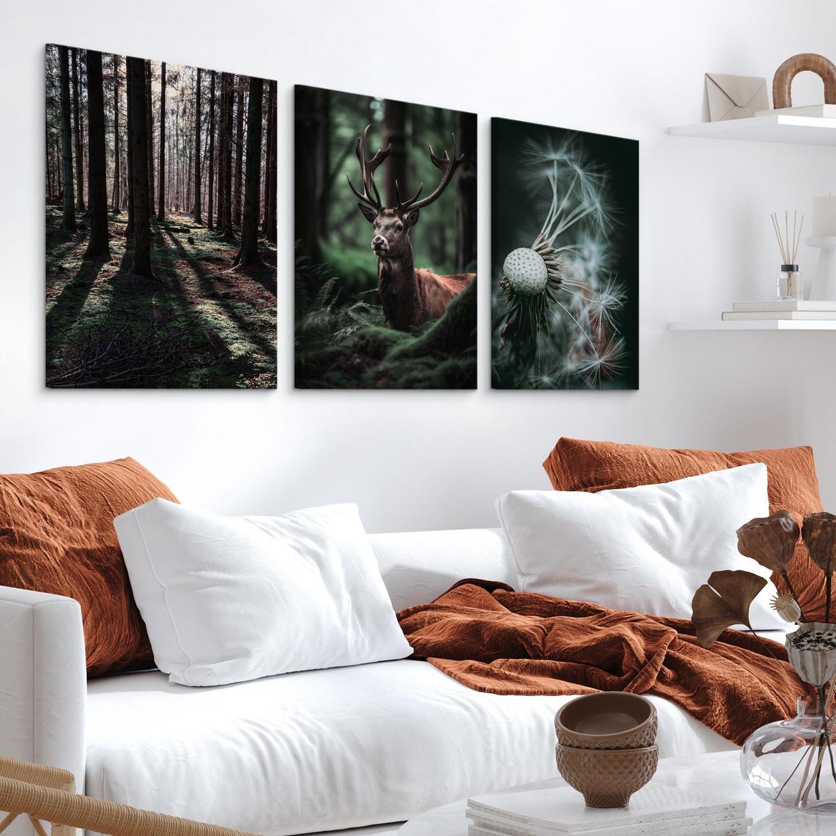 Obrazy Do Salonu JELEŃ Las Drzewa Dmuchawce 90x40cm nr. 4