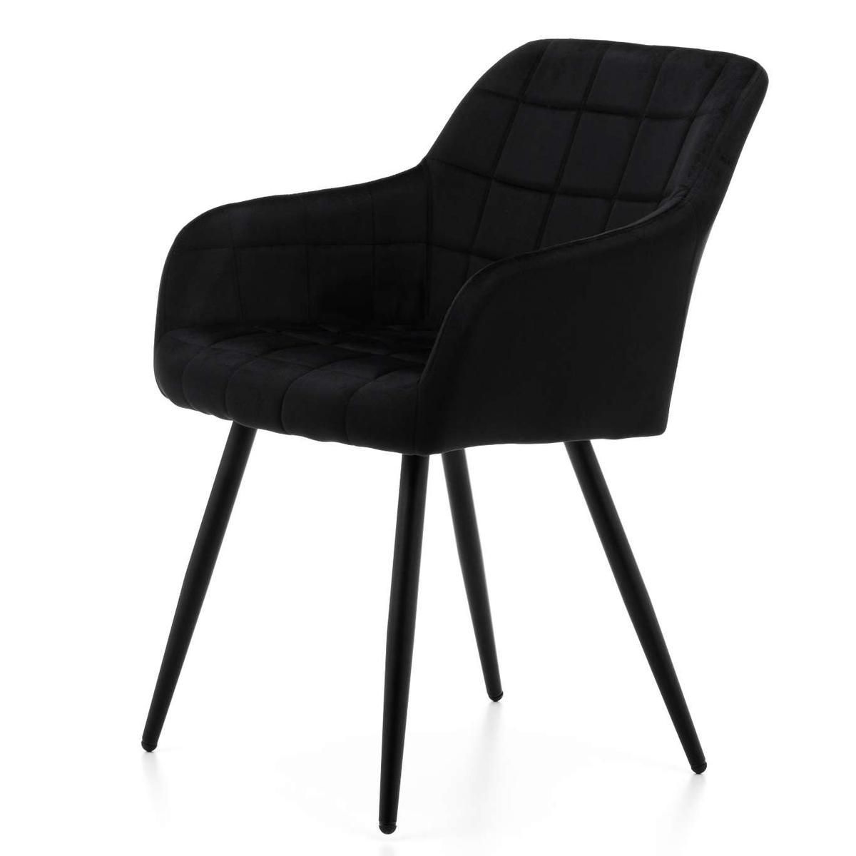Krzesło ORTE czarne tapicerowane welurowe pikowane do jadalni lub salonu nr. 5