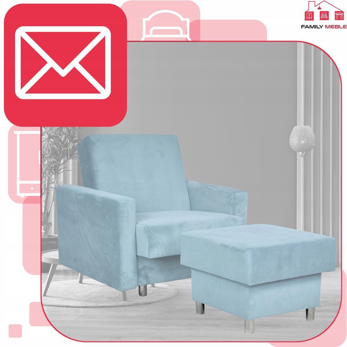 Fotel rozkładany z podnóżkiem Alicja błękitny 2 Full Screen