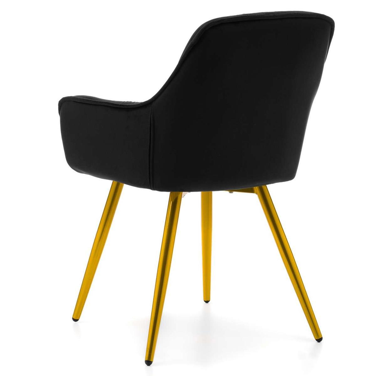 Krzesło SIENA czarne tapicerowane welurem złote nóżki do jadalni lub salonu  nr. 7