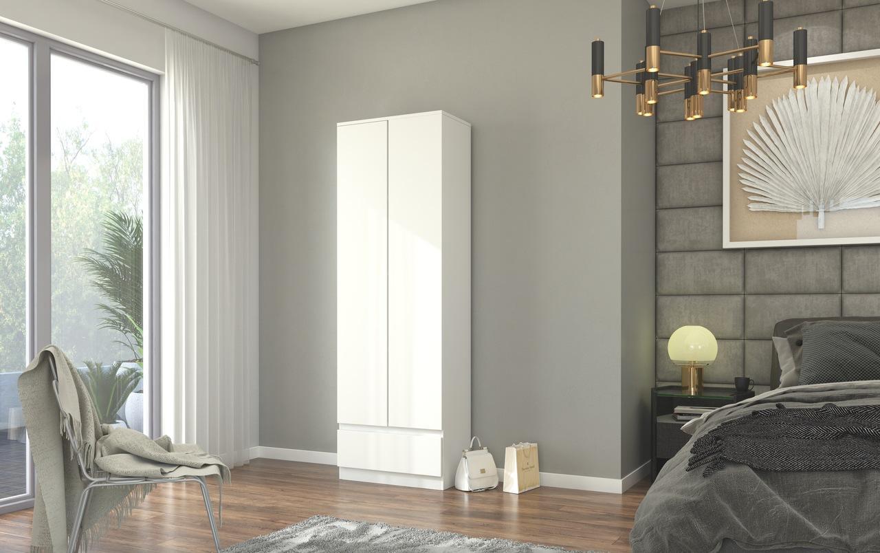 Regał MODERN 180x60 cm biała z szufladą do sypialni, biura lub salonu nr. 3