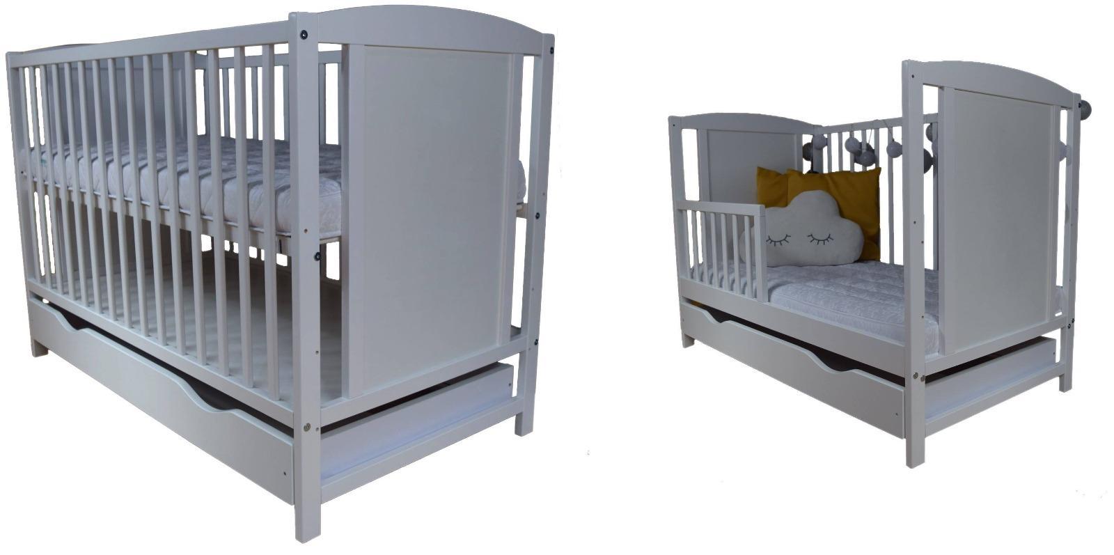Łóżeczko dla niemowląt 120x60 cm białe wyjmowane szczebelki do pokoju dziecka  0 Full Screen