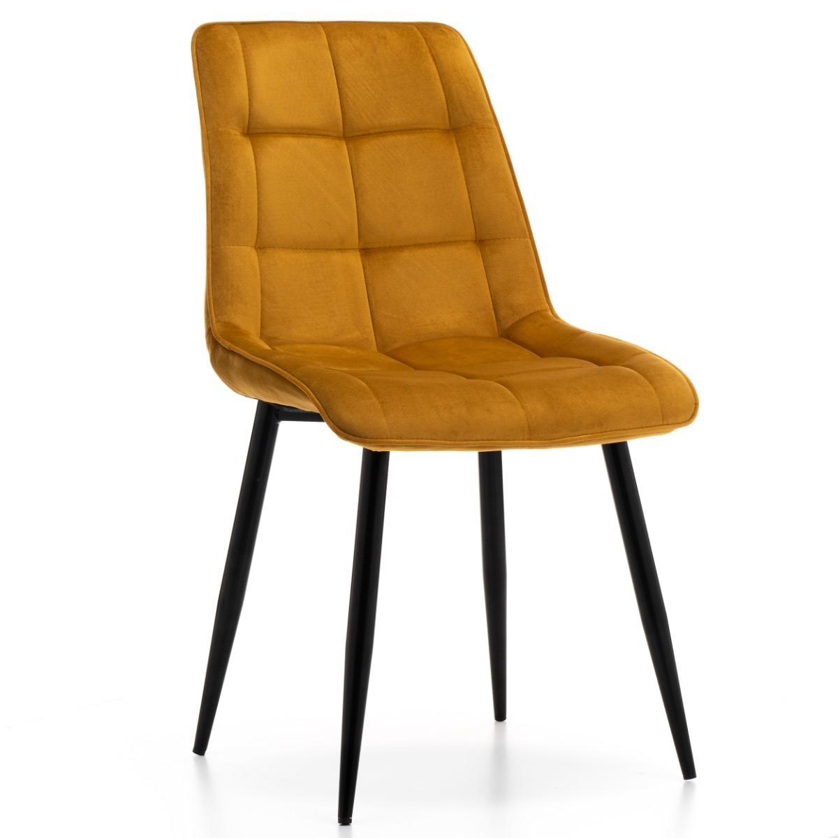Krzesło CHIC curry tapicerowane welurowe aksamit do jadalni lub salonu  0 Full Screen