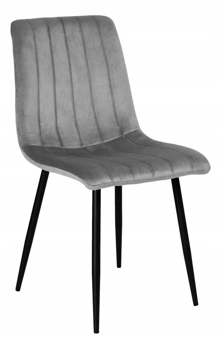 Krzesło FRESNO VELVET 45x89x40 cm tapicerowane szary aksamit czarne nóżki do jadalni lub salonu  1 Full Screen