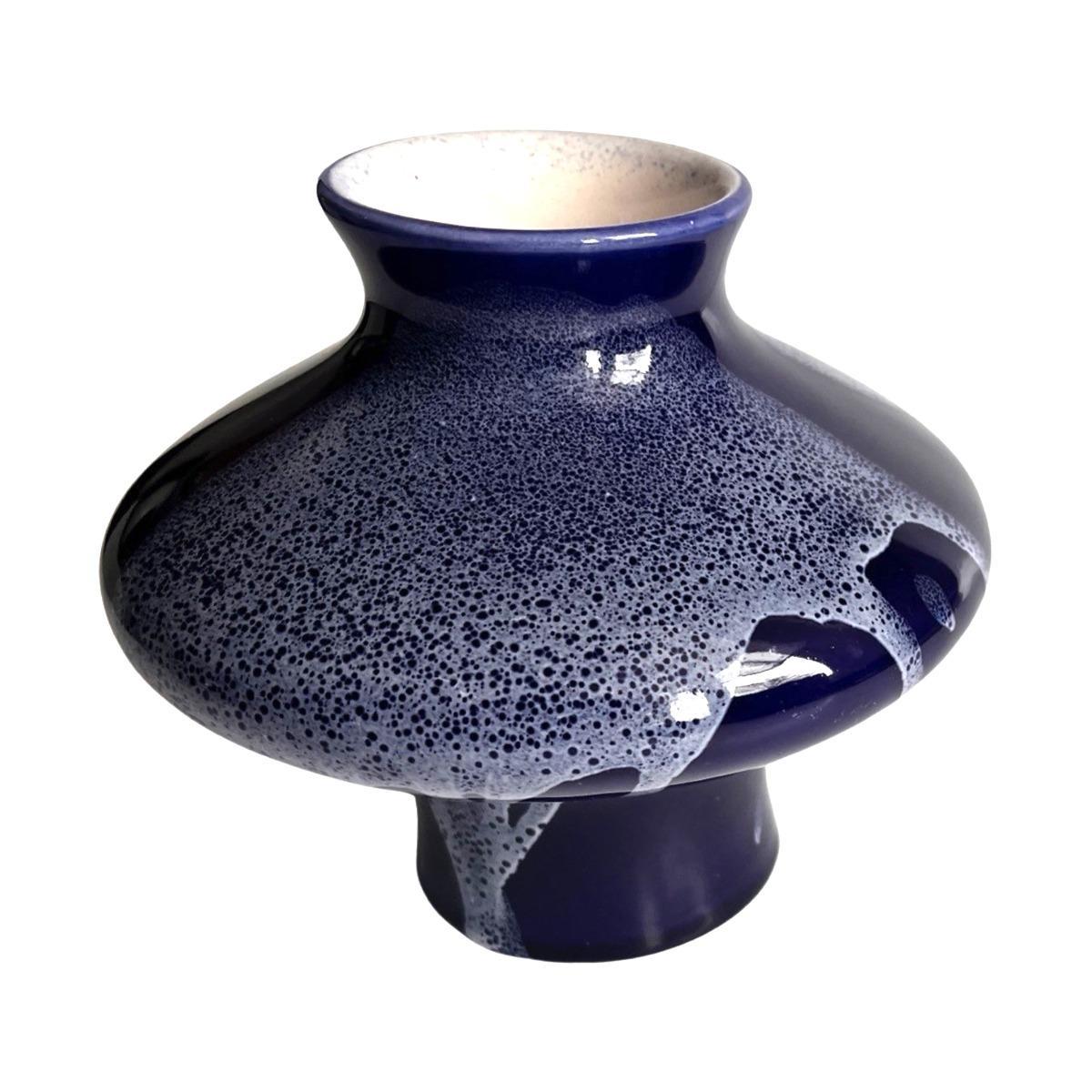 Kobaltowy, ceramiczny wazon, Keramika Kravsko, Czechosłowacja, lata 70. 3 Full Screen