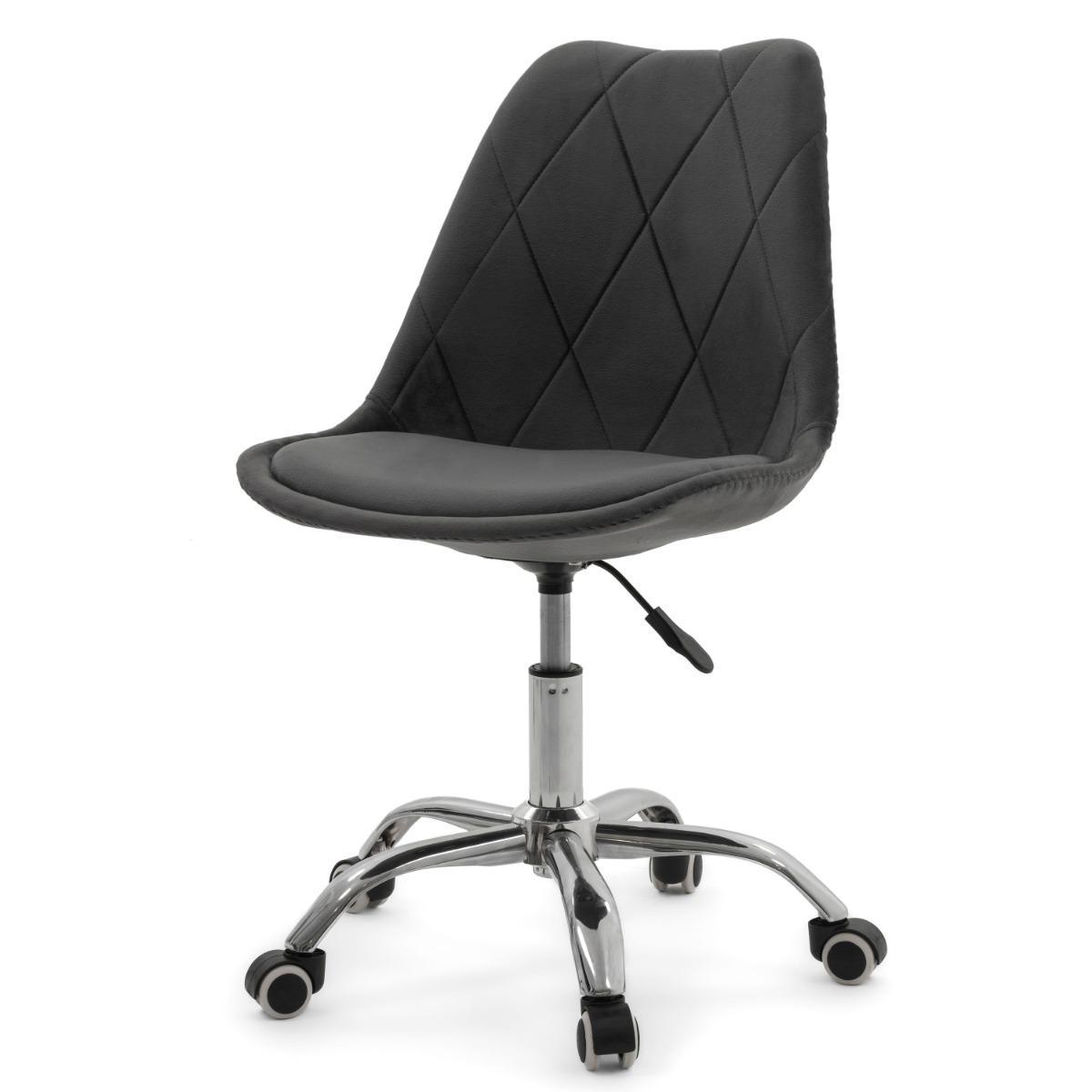 Krzesło do biurka DUBLIN biurowe krzesło obrotowe welurowe z poduszka do pokoju biura szare nr. 3