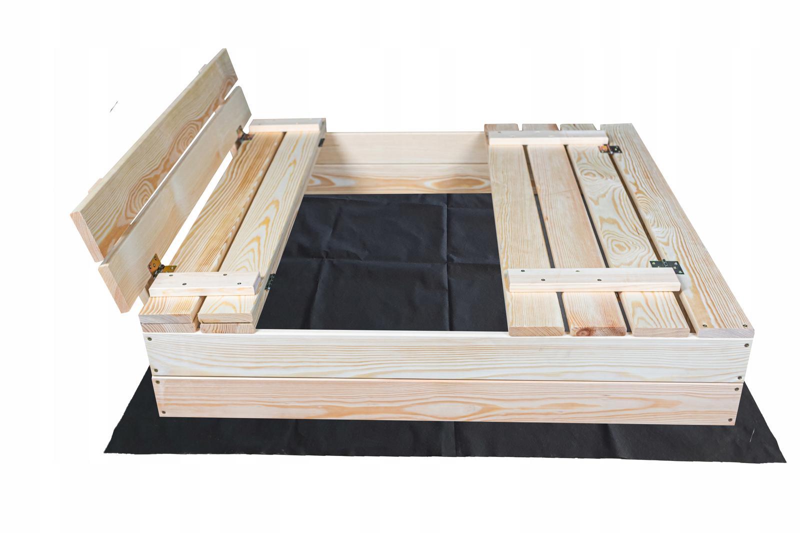 Piaskownica drewniana zamykana z ławkami 100x100 cm do ogrodu  nr. 4