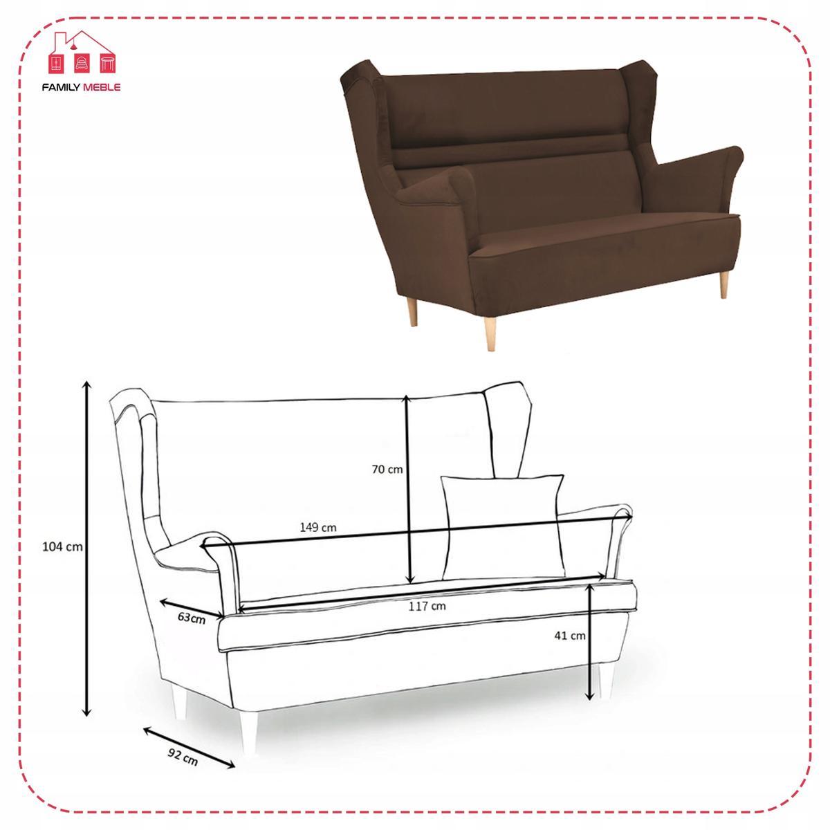 Zestaw wypoczynkowy sofa ZOJA + 2 fotele brązowe do salonu  nr. 5