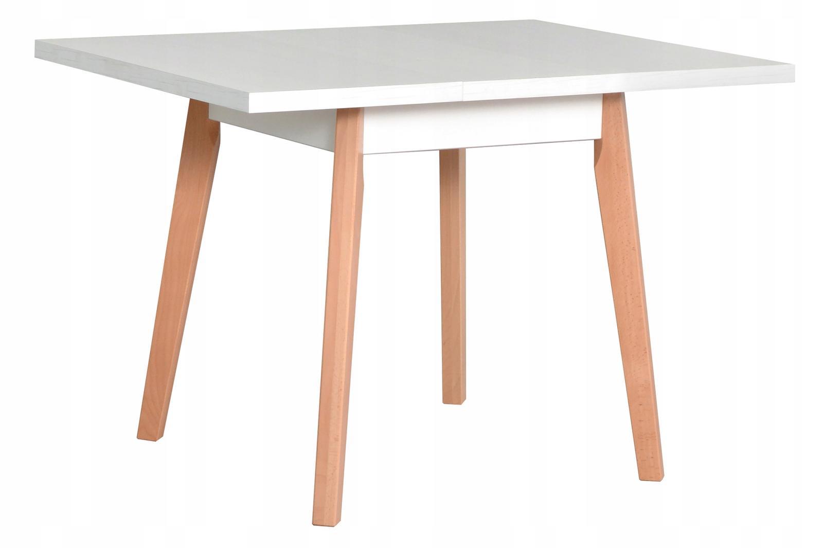 Stół OSLO OL-1L 80x75x80/110 cm kwadratowy rozkładany do kuchni jadalni drewno laminat biały/buk naturalny  1 Full Screen