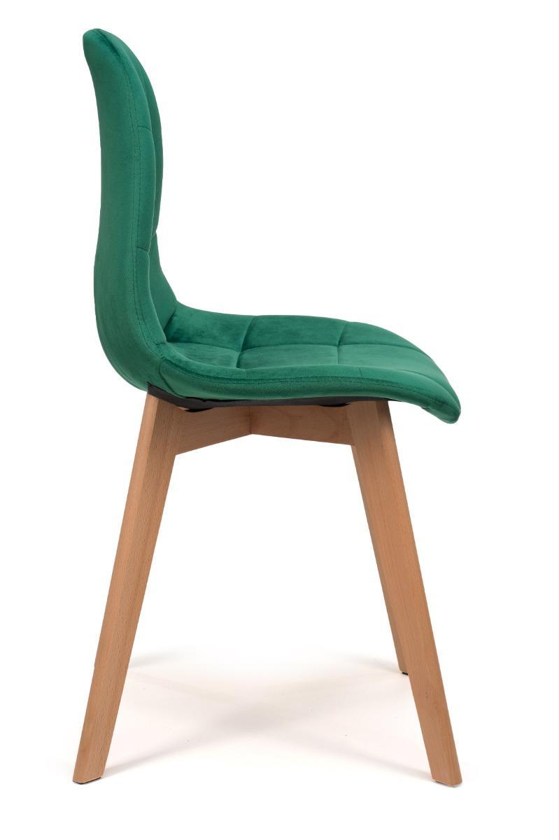 Krzesło tapicerowane skandynawskie welurowe VEGAS zielony 4 Full Screen