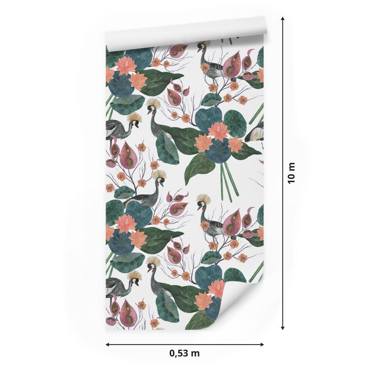 Tapeta – Żurawie pośród kwiatów  nr. 2