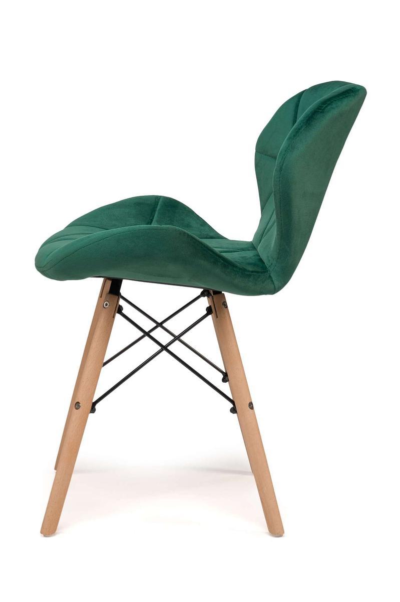 Krzesło DURO zielone tapicerowane welurem pikowane do jadalni lub salonu  nr. 4