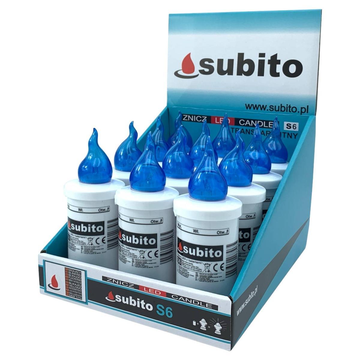 Wkłady do zniczy LED Subito S6 12 sztuk niebieskie nr. 1