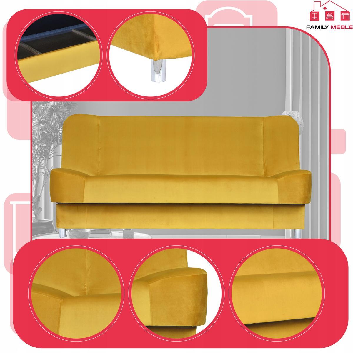 Wersalka SARA 200x95 cm żółta rozkładana kanapa z pojemnikiem sofa do salonu Royal nr. 4