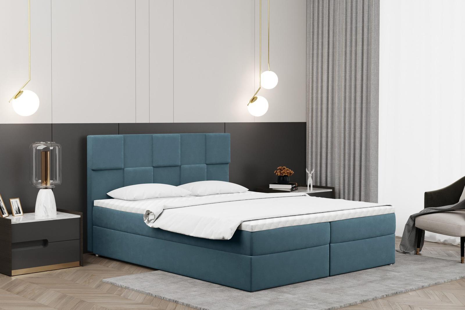 Łóżko CLARA 140x200 cm z funkcją przechowywania i materacem do sypialni jasnoniebieskie nr. 1