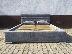 Łóżko Ontario 140x200 welurowe z metalowym stelażem pod materac obicie szare + poduszki do sypialni - Miniaturka zdjęcia nr 3