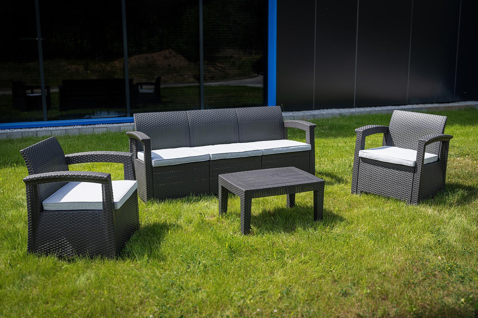 Zestaw mebli ogrodowych kanapa stół krzesła ogrodowe Heckermann® AC-RS009-3 nr. 3
