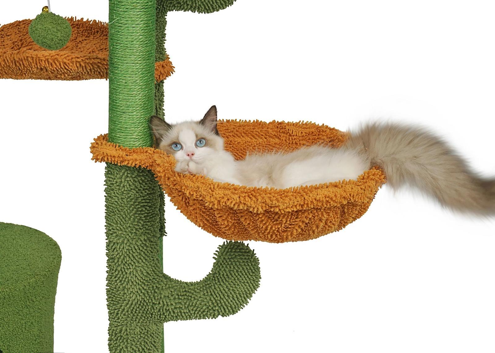 Drapak dla kota 47x90 cm zielono brązowy wieża legowisko zabawka dla zwierząt  nr. 4