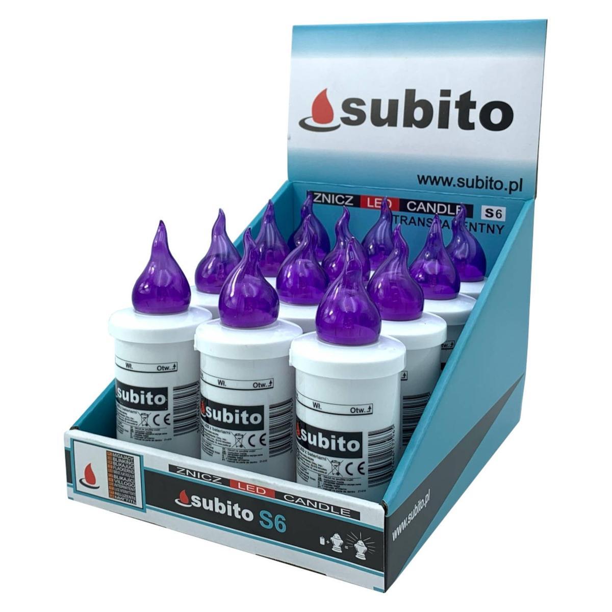 Wkłady do zniczy LED Subito S6 12 sztuk fioletowe nr. 1