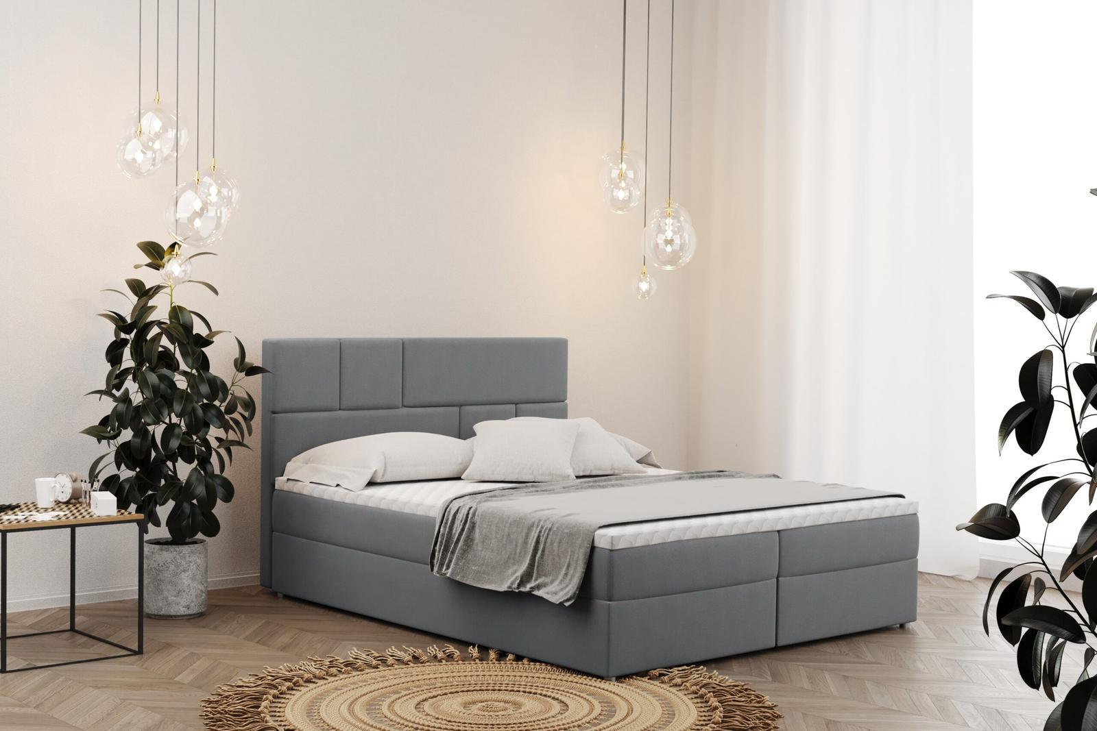 Łóżko BALI 180x200 cm z funkcją przechowywania i materacem do sypialni szare nr. 1