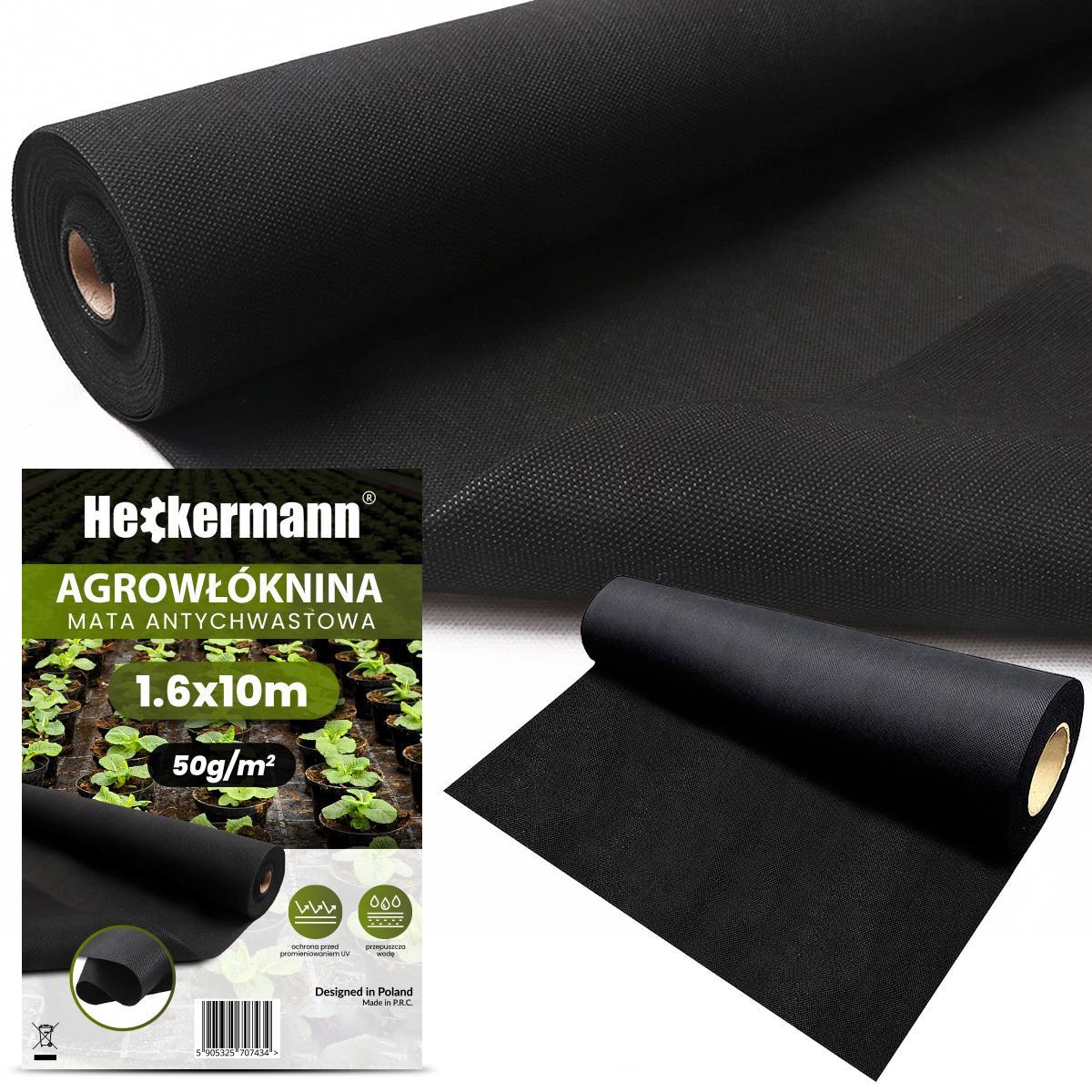 Agrowłóknina Heckermann 1,6x10m 50g/m2 Czarna nr. 1