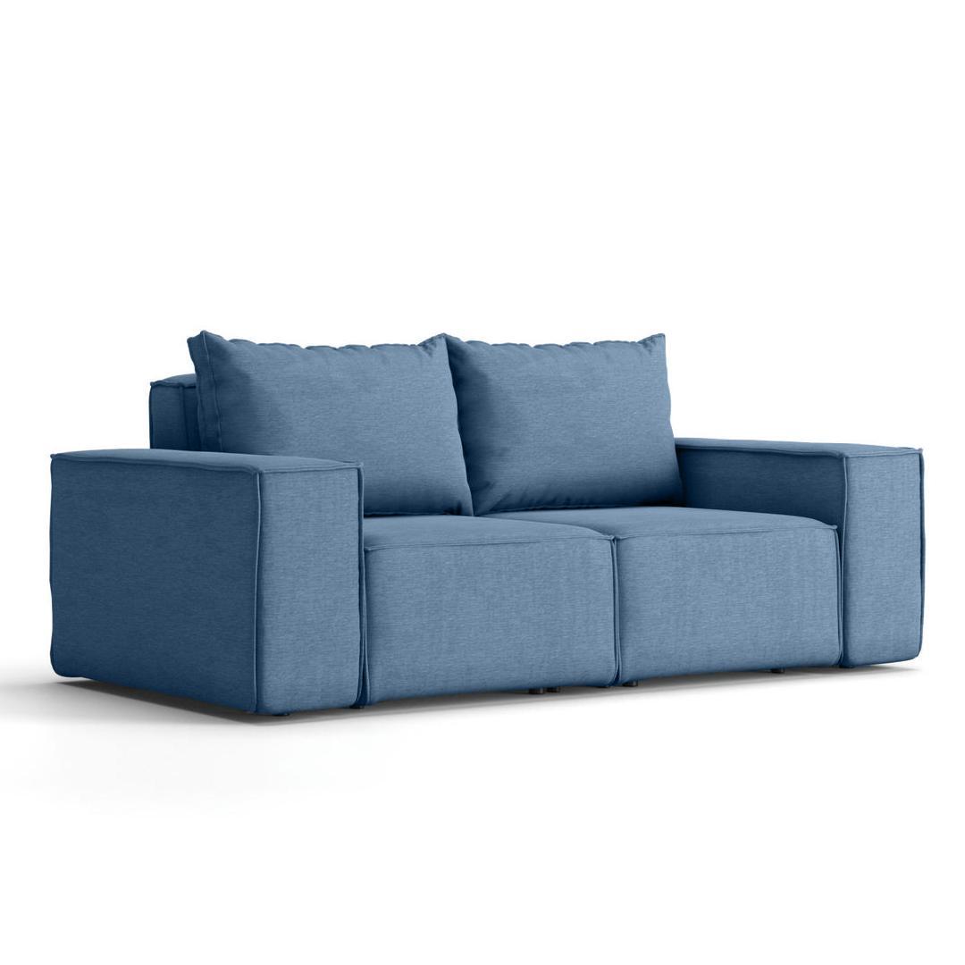 Sofa ogrodowa SONNE 180x73x88 cm dwuosobowa wodoodporna UV + 2 poduszki na taras do ogrodu niebieska 0 Full Screen