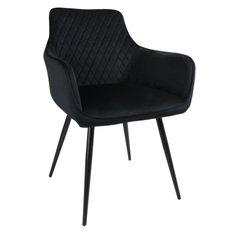 Fotel Lizbona krzesło 57,5x84,5x59 cm welur czarny metalowe nogi czarne do salonu