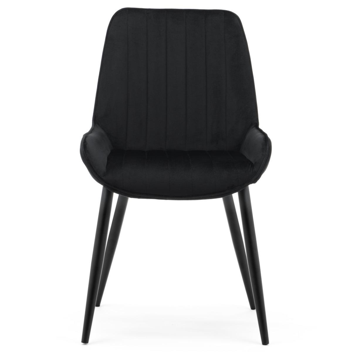 Krzesło LUCA czarne tapicerowane welurem czarne nóżki do jadalni lub salonu 1 Full Screen