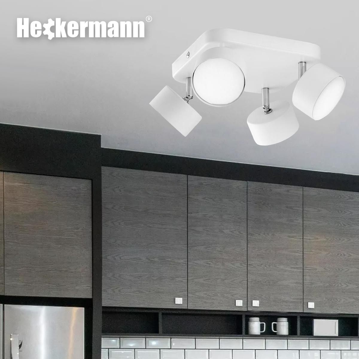 Lampa sufitowa punktowa LED Heckermann 8795318A Biała 4x głowica + 4x Żarówka LED GX53 7W Neutral 4 Full Screen
