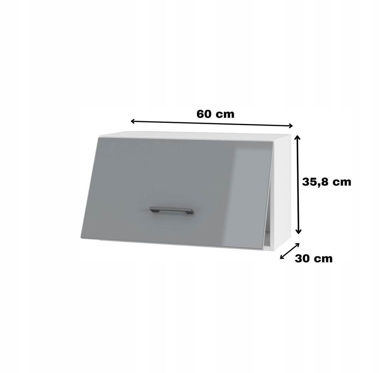 Szafka kuchenna okapowa górna 60x35,8x30 cm szary akryl połysk do zestawów nr. 2