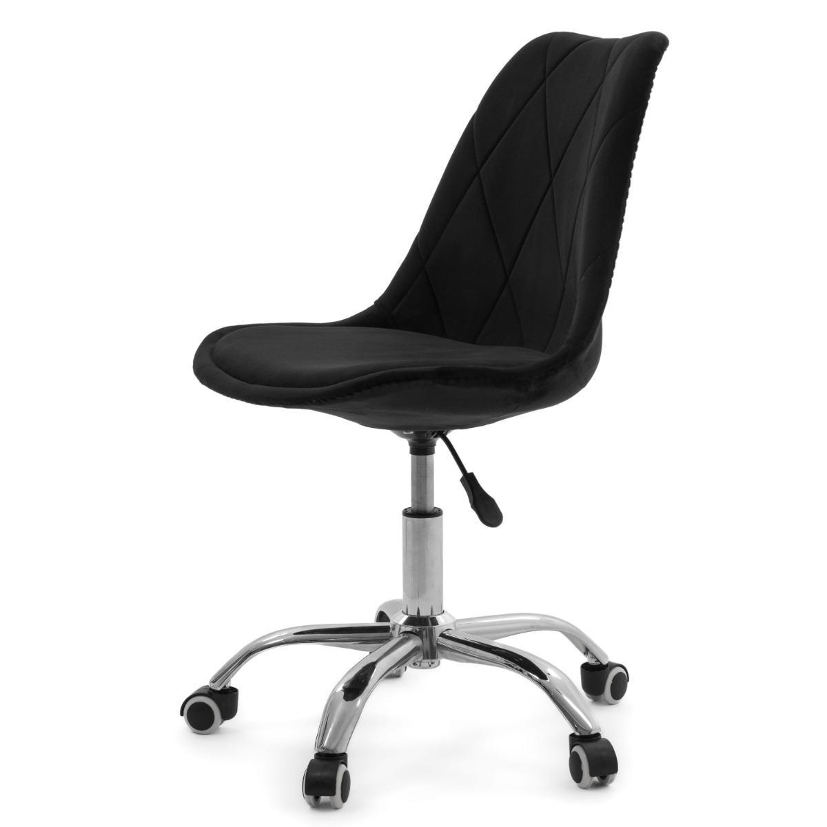 Krzesło do biurka DUBLIN biurowe krzesło obrotowe welurowe z poduszka do pokoju biura czarne nr. 4