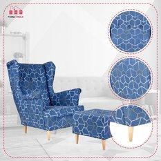 Fotel uszak z podnóżkiem geometryczny modny wzór - Miniaturka zdjęcia nr 5