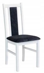 Krzesło BOS 14 40x43x96 cm z drewna litego tapicerowane do jadalni białe ciemnoszare obicie
