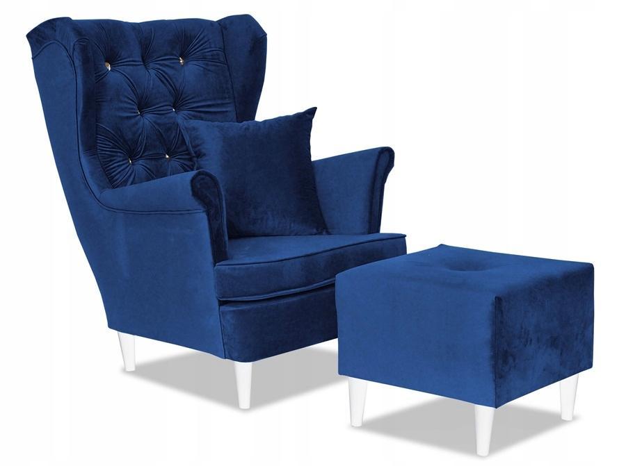 Fotel uszak kobalt niebieski 84x104x92 cm do salonu  nr. 4