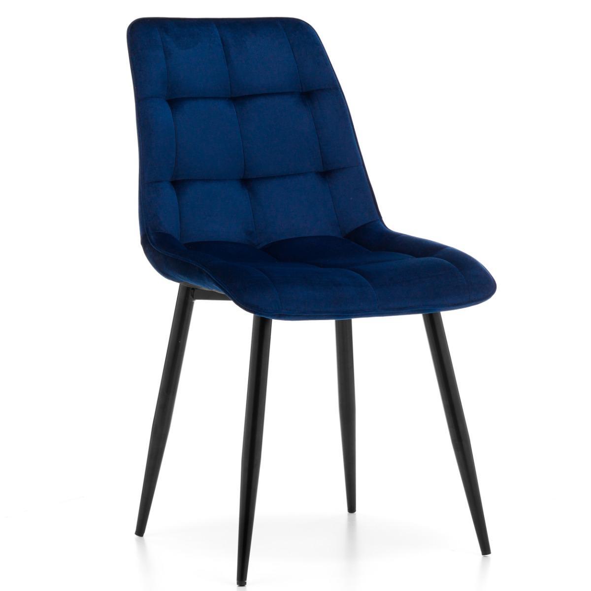 Krzesło CHIC granatowe tapicerowane welurowe aksamit do jadalni lub salonu  0 Full Screen