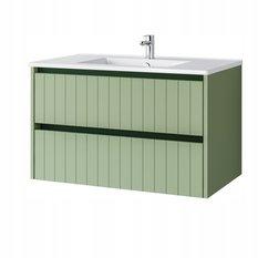 Zestaw mebli łazienkowych LINE z umywalką 80 cm + 2x słupek 165 cm 4 elementy front MDF zielony - Miniaturka zdjęcia nr 9